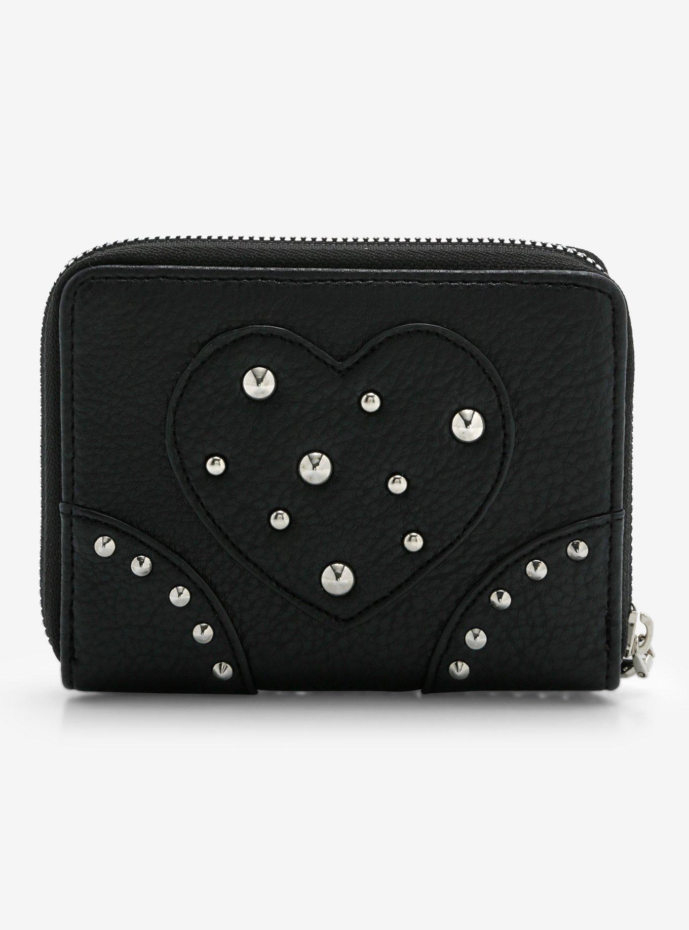 Black Faux Leather Hardware Mini Zipper Wallet