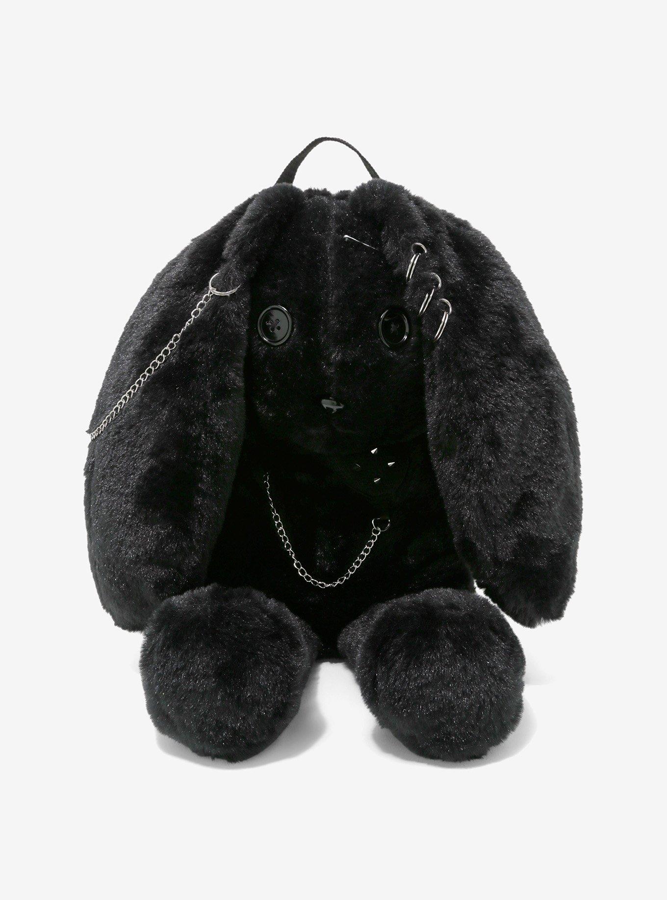 Black Bunny Piercings & Chains Plush Mini Backpack