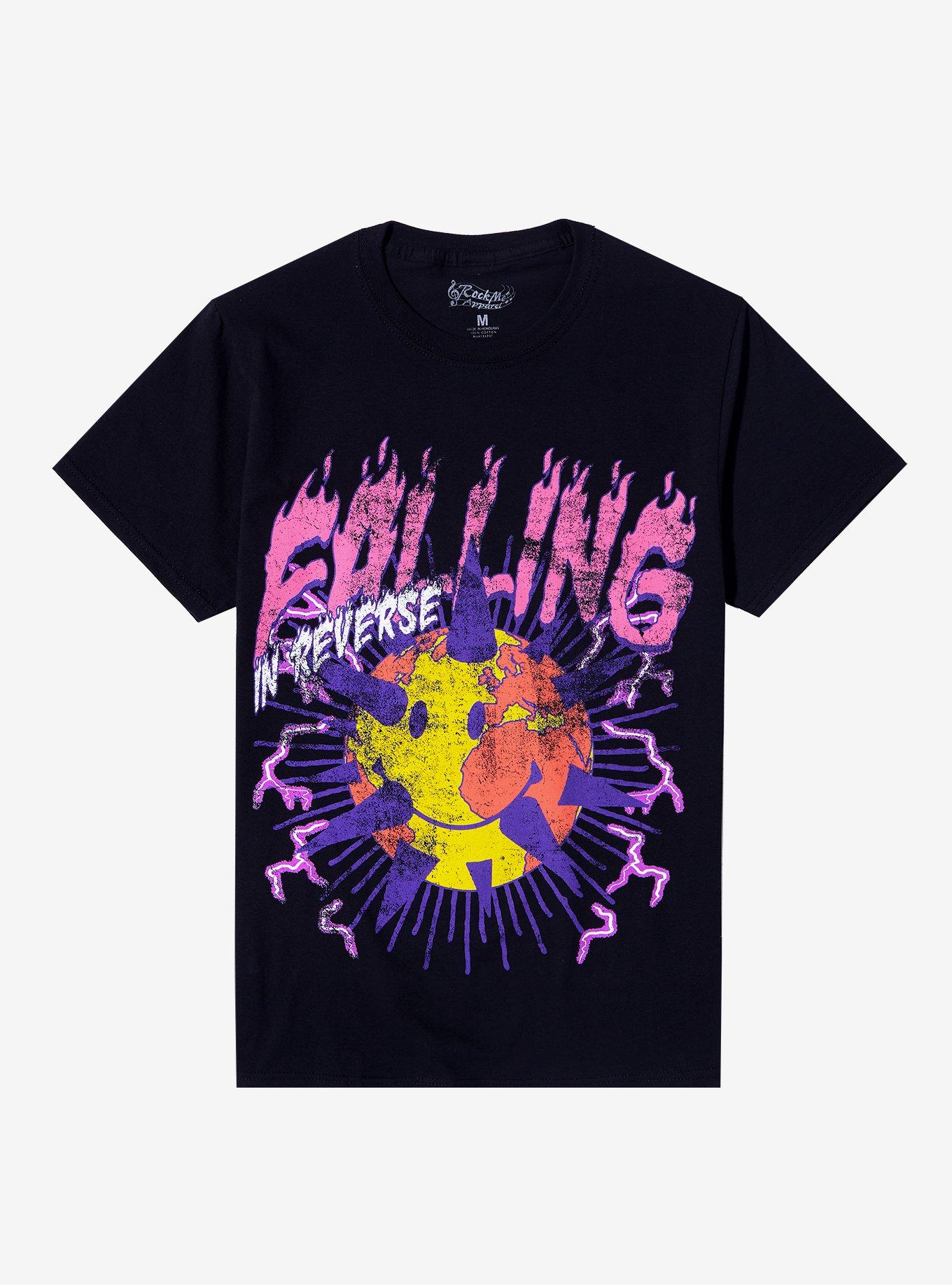 Falling In Reverse Spikey Smile Globe Boyfriend Fit Girls T-Shirt, BLACK, hi-res