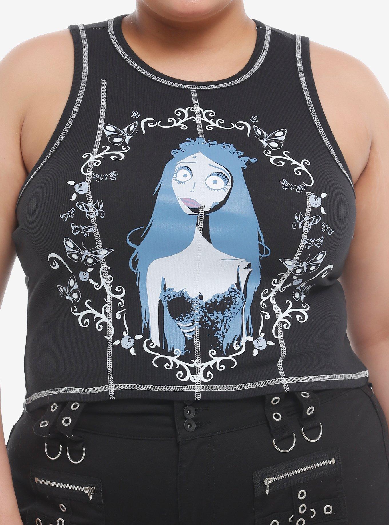 Corpse Bride Emily Ribbed Girls Crop Tank Top Plus Size, , hi-res