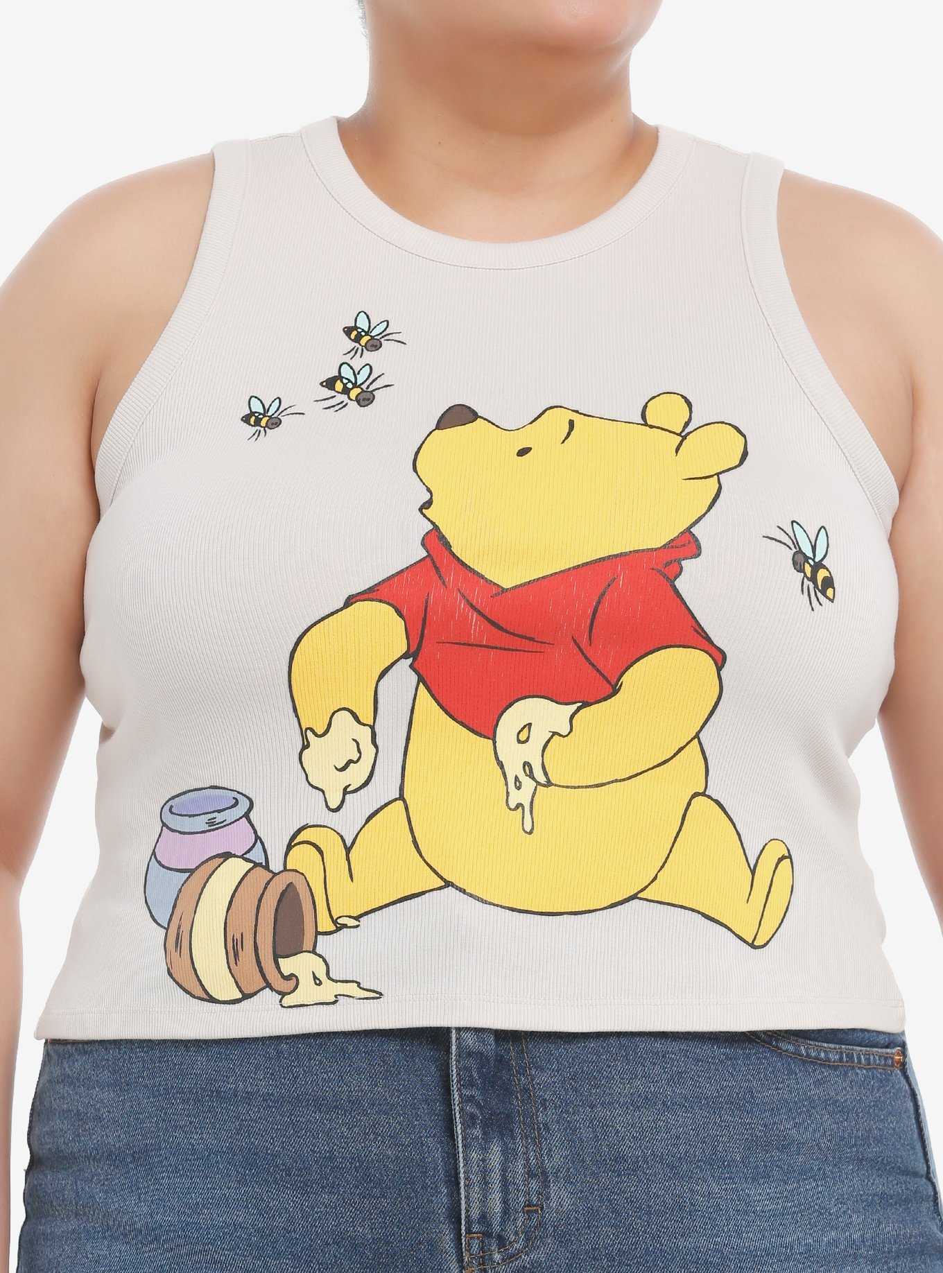 Disney Winnie The Pooh Ribbed Crop Girls Tank Top Plus Size, , hi-res