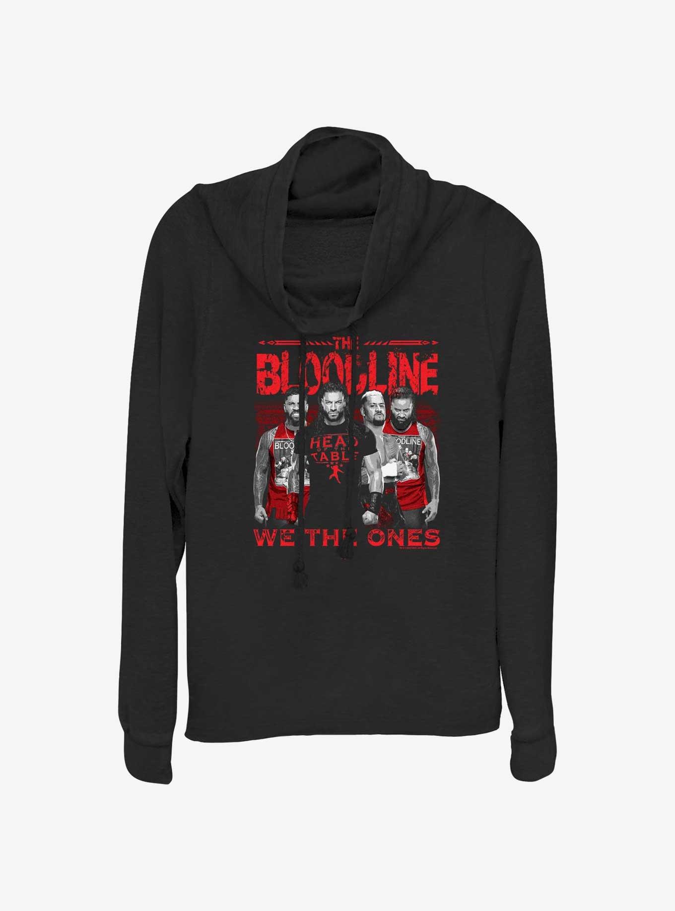 WWE The Bloodline Group Girls Cowl Neck Long-Sleeve Top, BLACK, hi-res