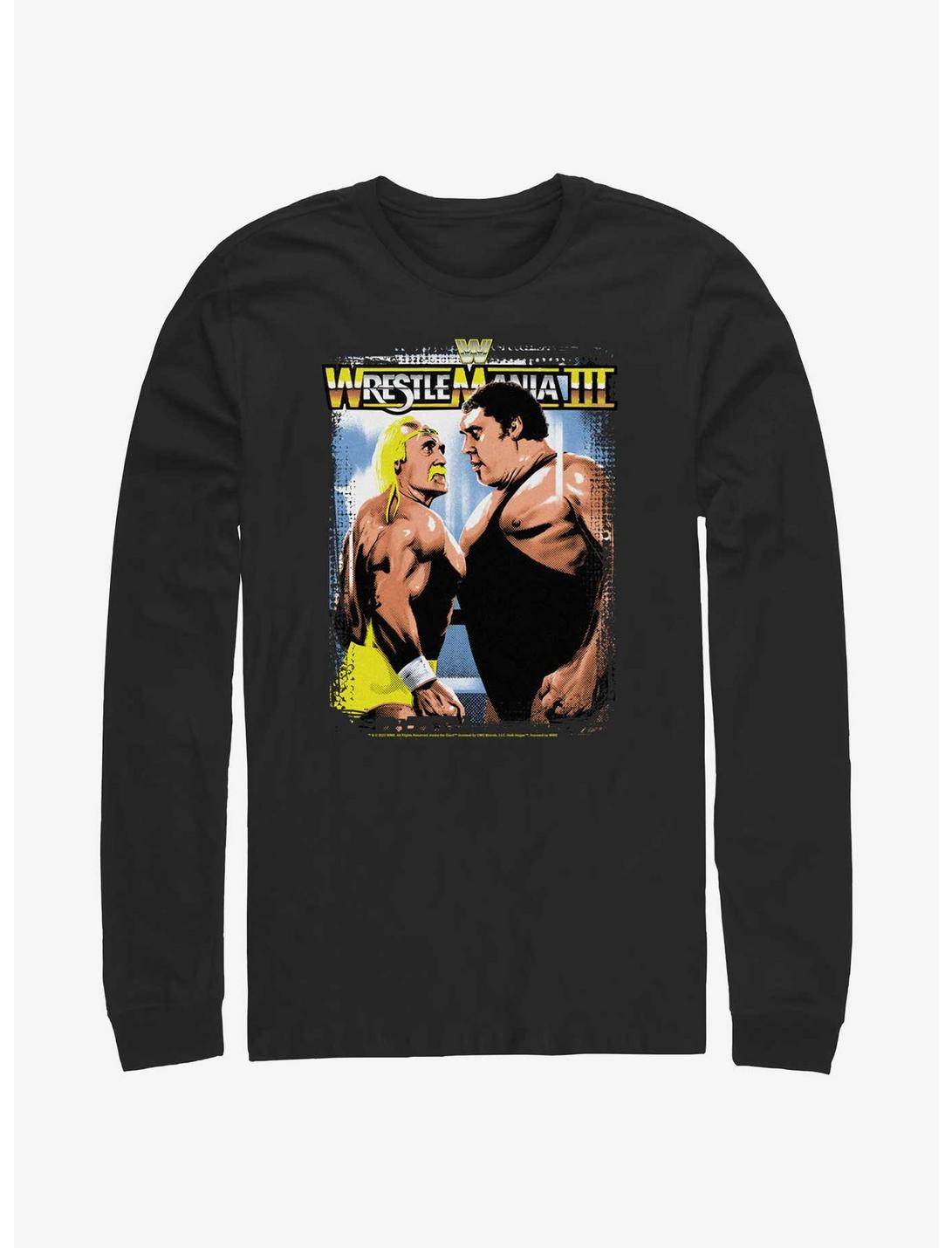 WWE Wrestlemania III Hulk Hogan vs Andre The Giant Long-Sleeve T-Shirt, BLACK, hi-res