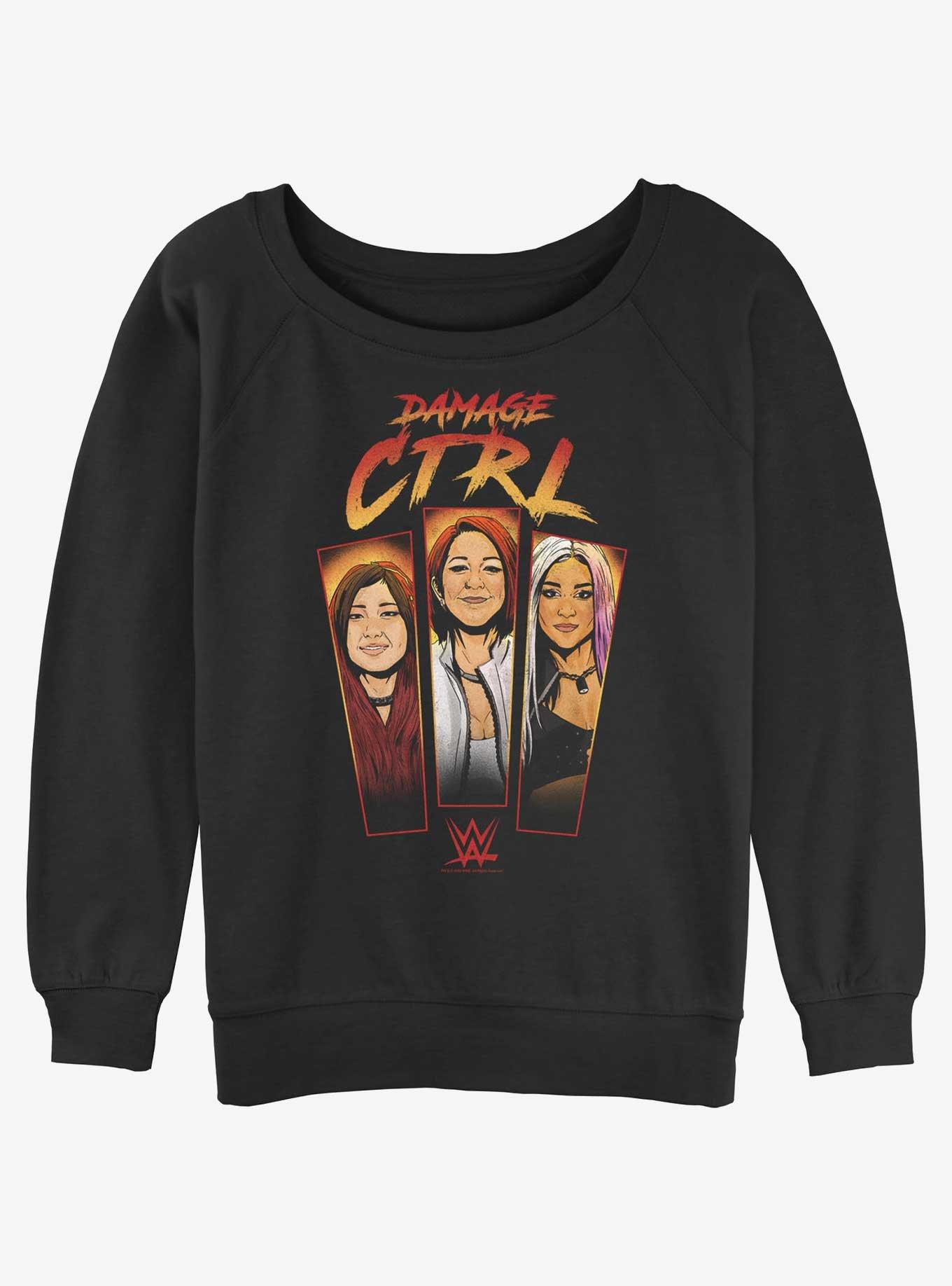 WWE Damage CTRL Panels Womens Slouchy Sweatshirt, BLACK, hi-res