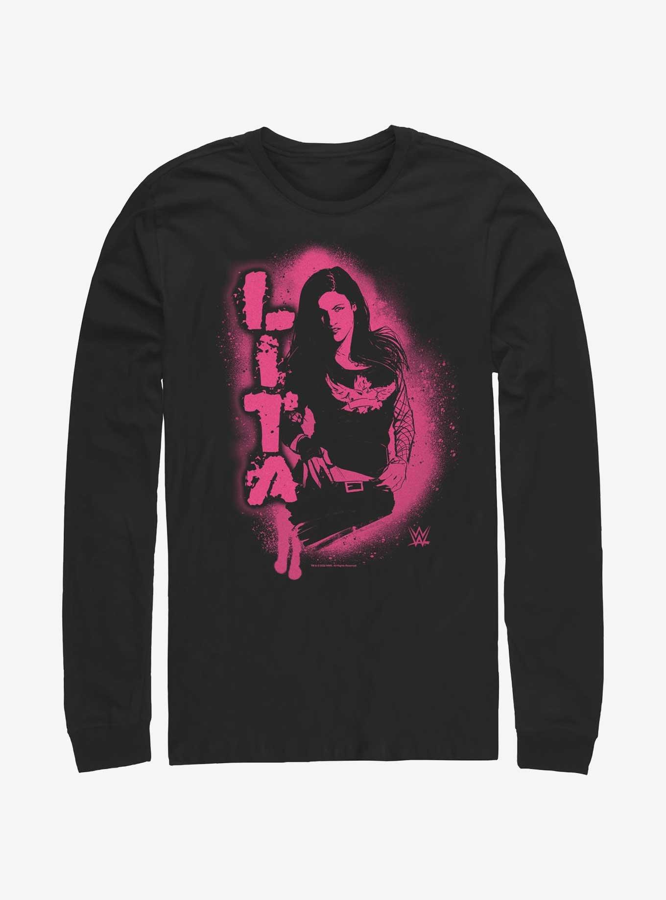 WWE Stencil Lita Long-Sleeve T-Shirt, BLACK, hi-res