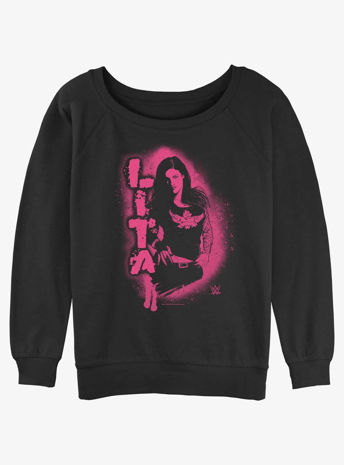 WWE Stencil Lita Womens Slouchy Sweatshirt, BLACK, hi-res