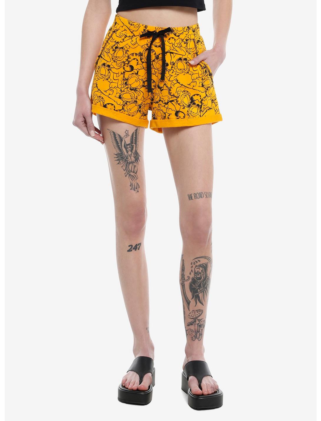 Garfield Allover Print Girls Lounge Shorts, ORANGE, hi-res
