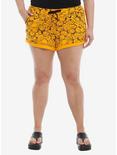 Garfield Allover Print Girls Lounge Shorts Plus Size, ORANGE, hi-res