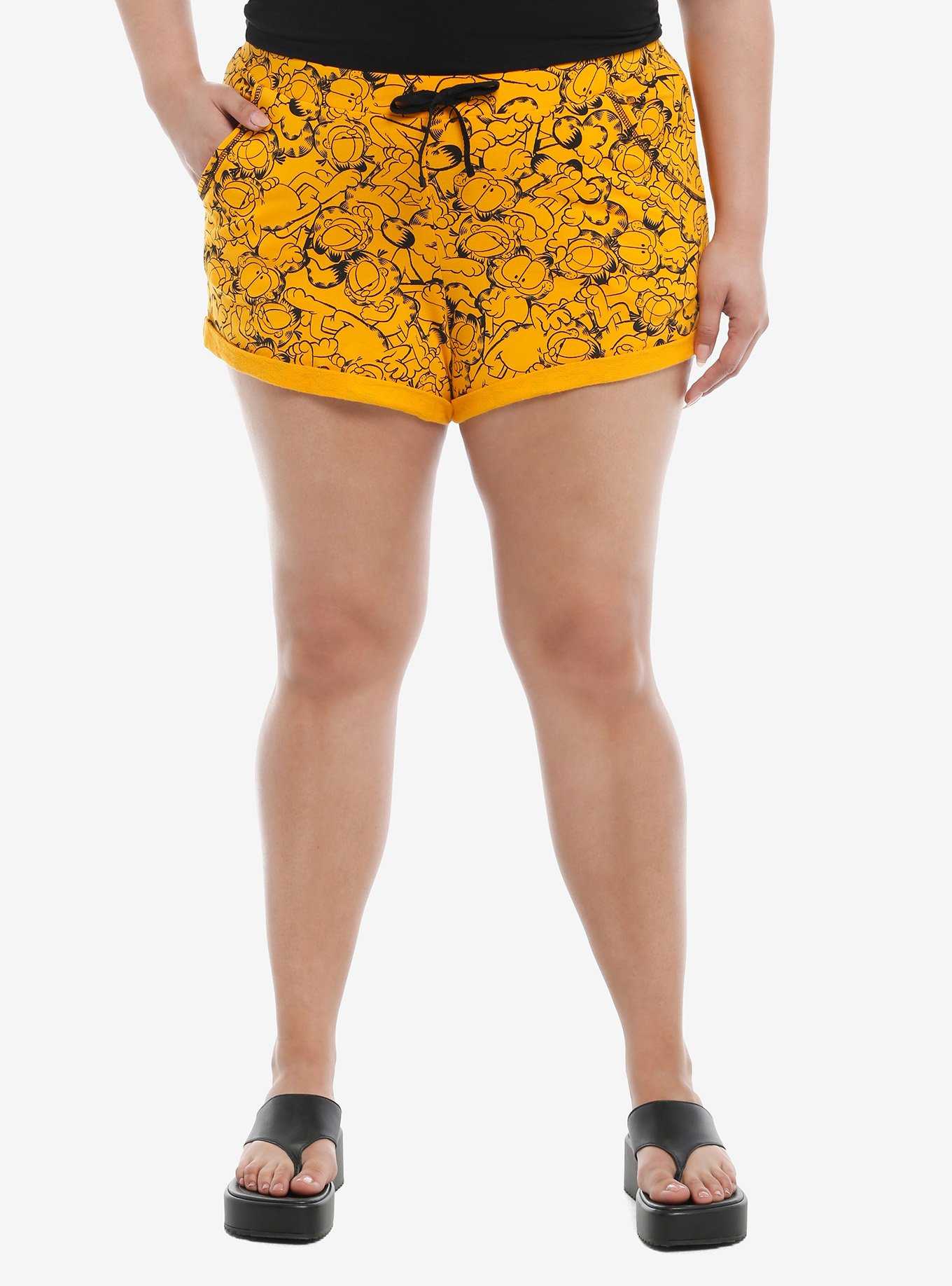 Garfield Allover Print Girls Lounge Shorts Plus Size, , hi-res