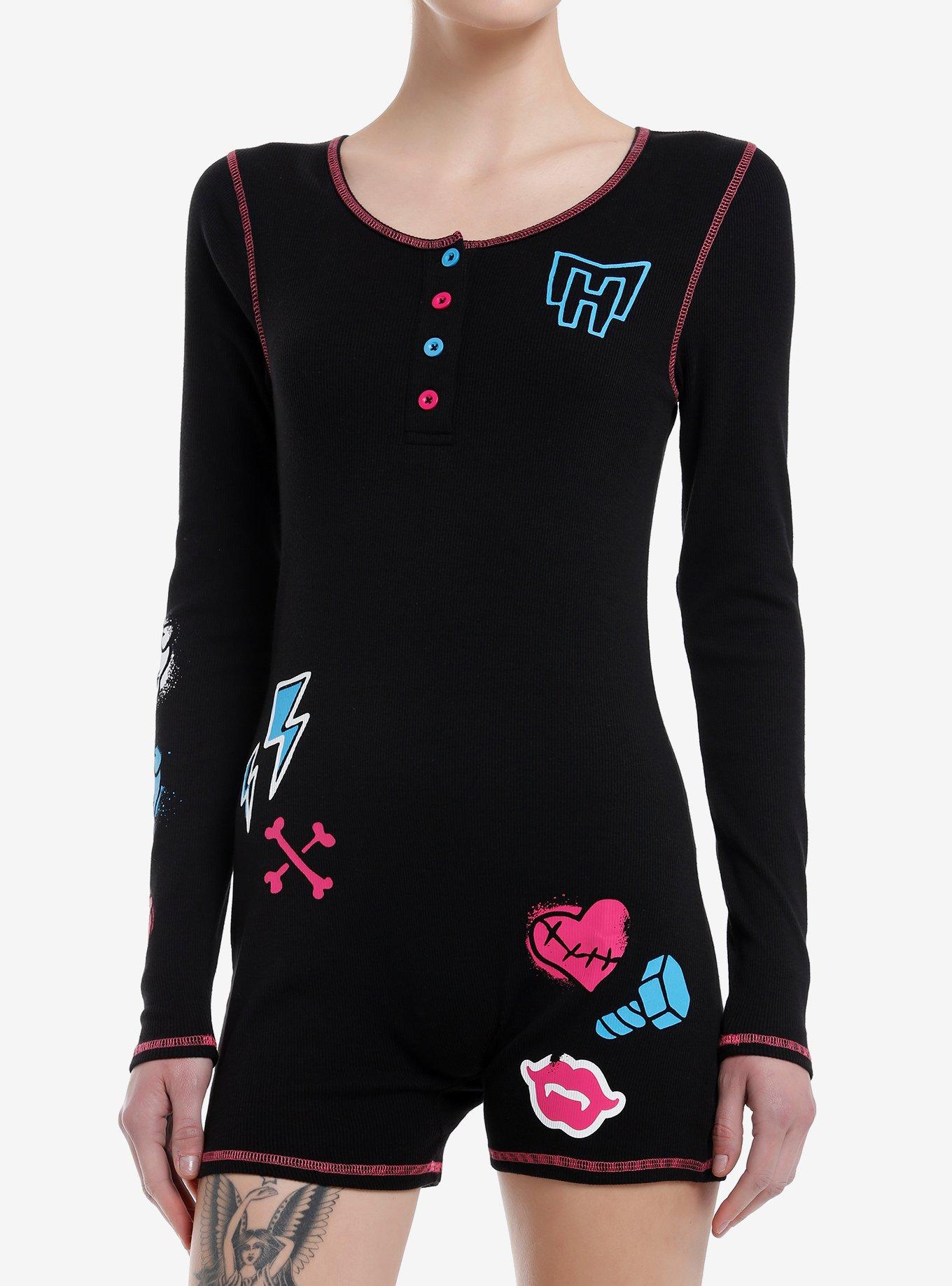 Monster High Icons Long-Sleeve Romper, BLACK, hi-res