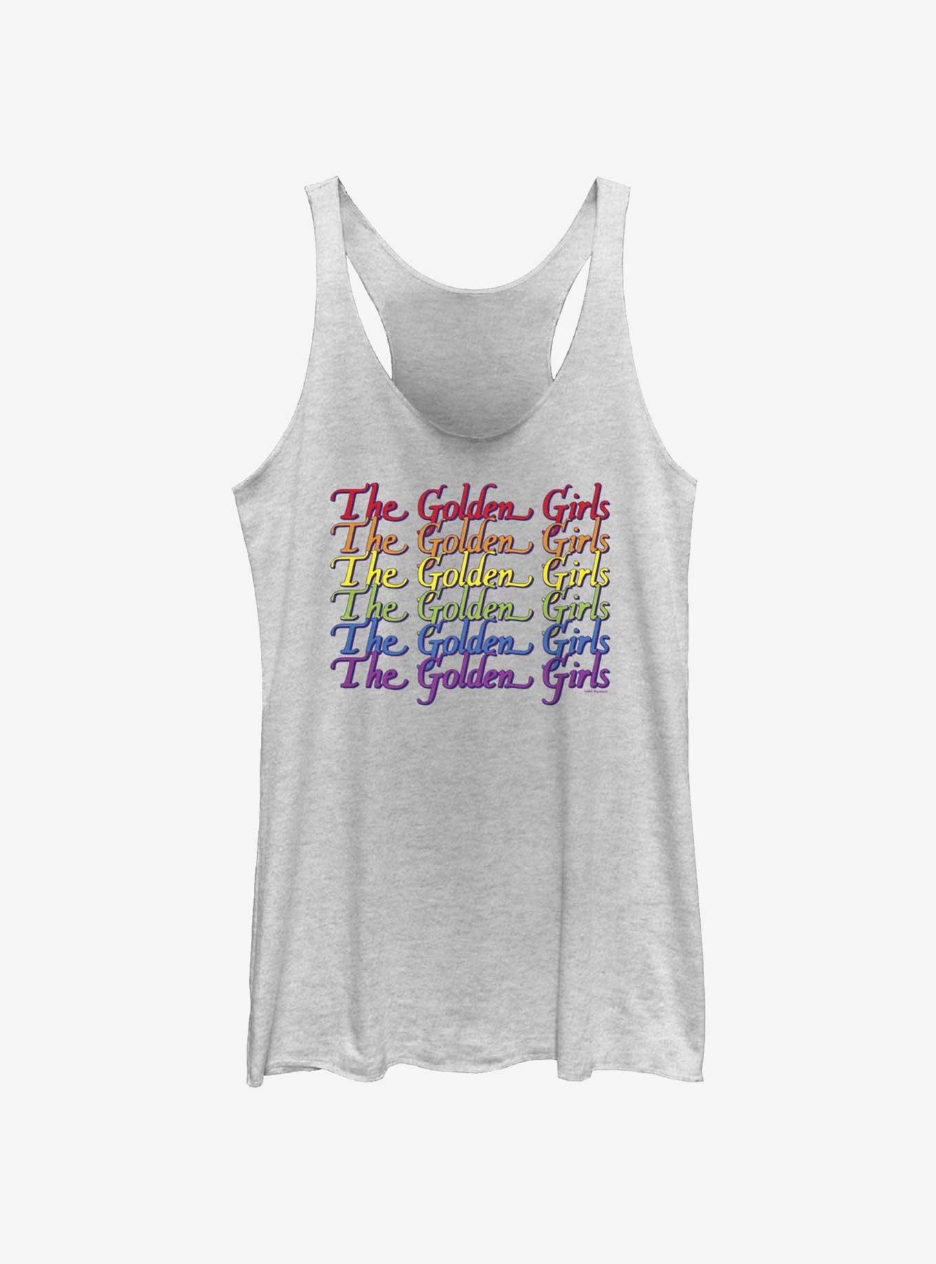 The Golden Girls Rainbow Logo Womens Tank Top, WHITE HTR, hi-res