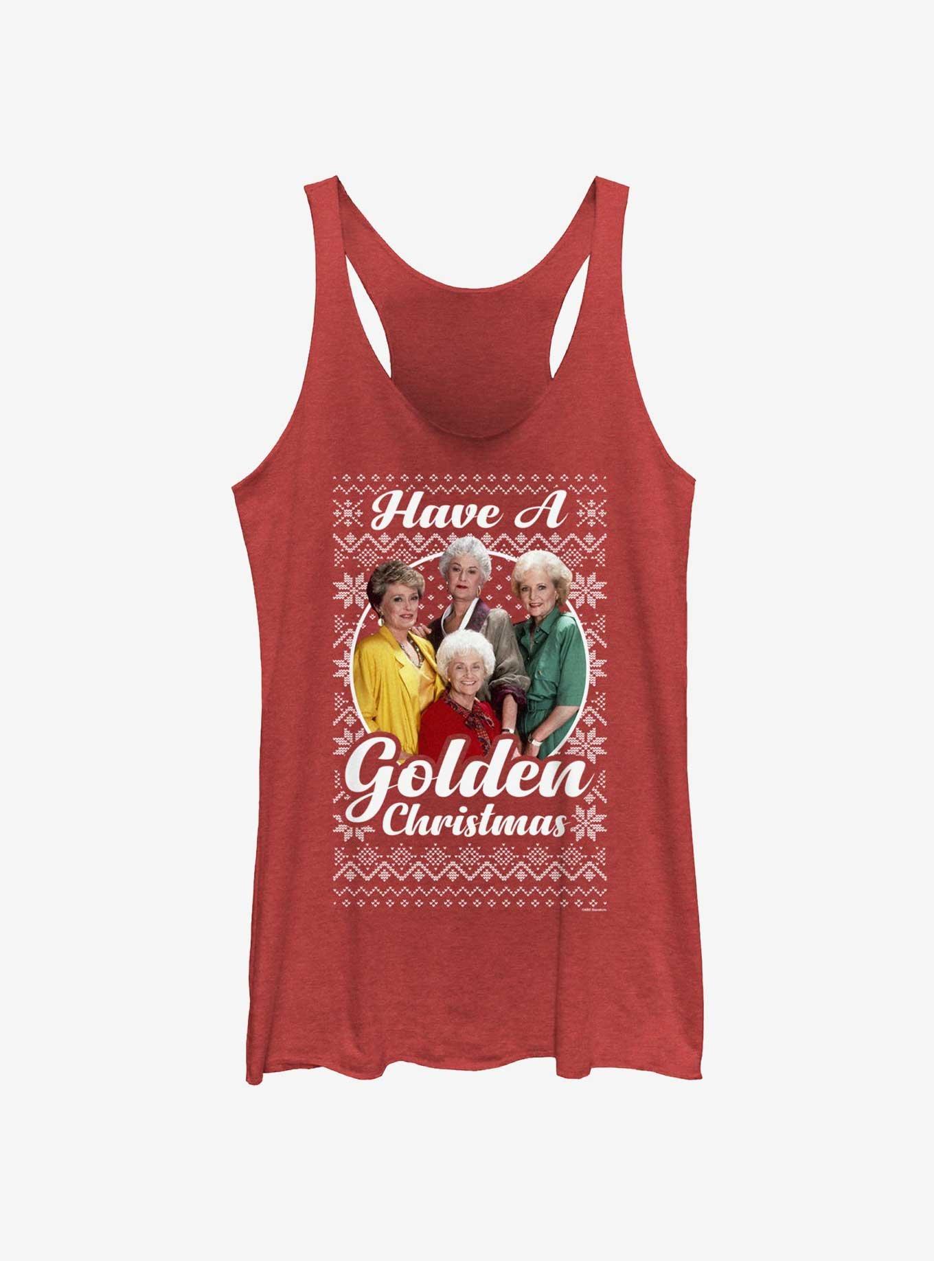 The Golden Girls Golden Ugly Christmas Womens Tank Top, RED HTR, hi-res