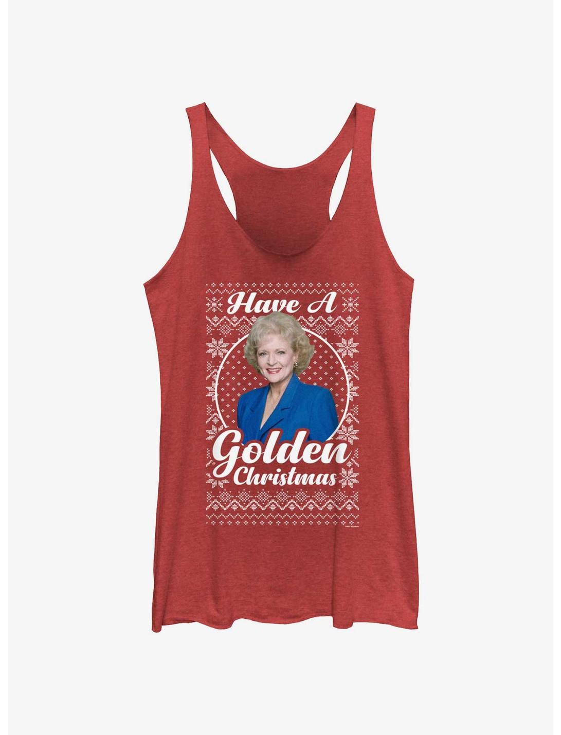 The Golden Girls Rose Ugly Christmas Womens Tank Top, RED HTR, hi-res
