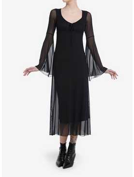 Cosmic Aura Black Mesh Bell Sleeve Midaxi Dress, , hi-res