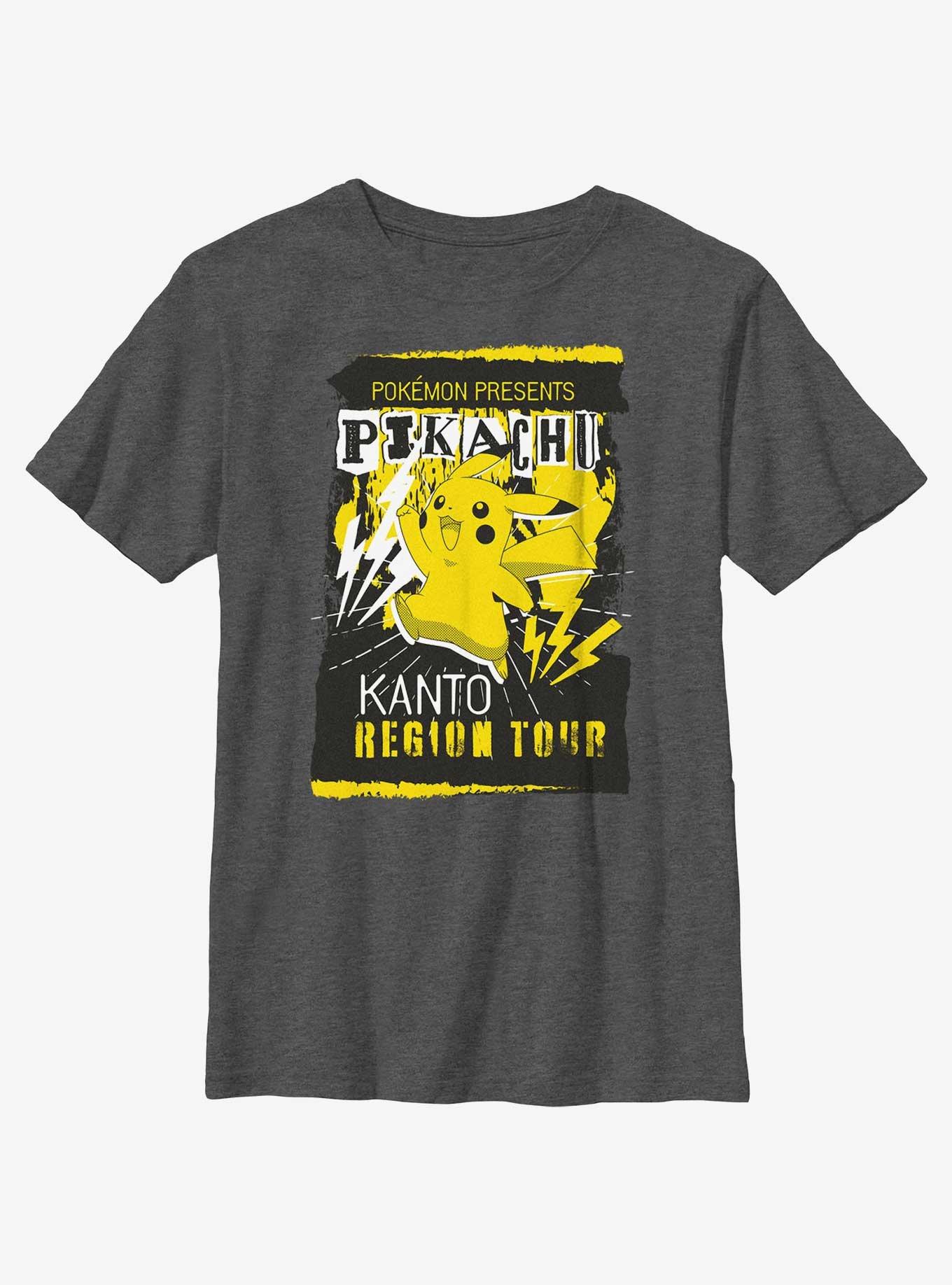 Pokemon Pikachu Kanto Region Tour Youth T-Shirt, CHAR HTR, hi-res
