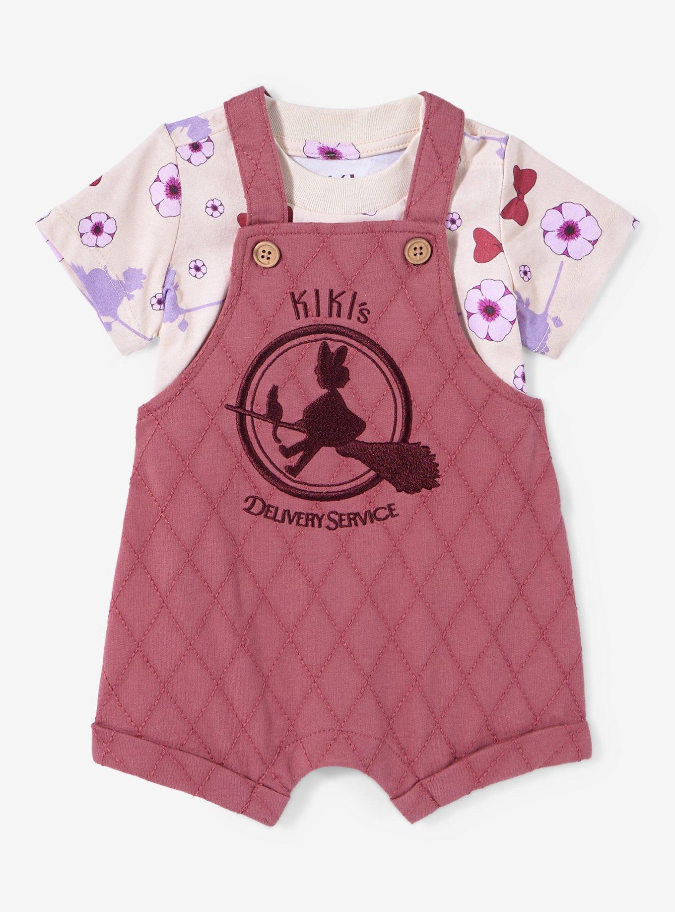 Studio Ghibli Kiki's Delivery Service Quilted Infant T-Shirt and Overall Set &mdash; BoxLunch Exclusive, MAROON, hi-res