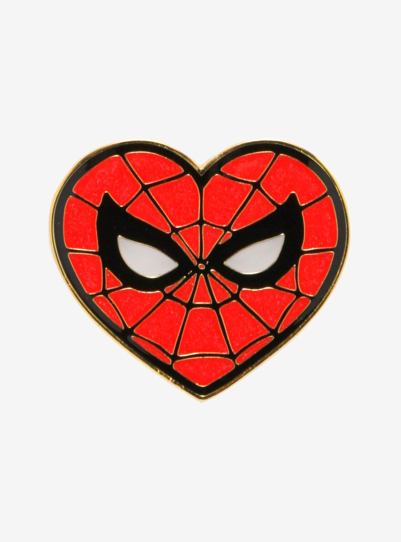 Marvel Spider-Man Heart-Shaped Glitter Enamel Pin — BoxLunch Exclusive, , hi-res