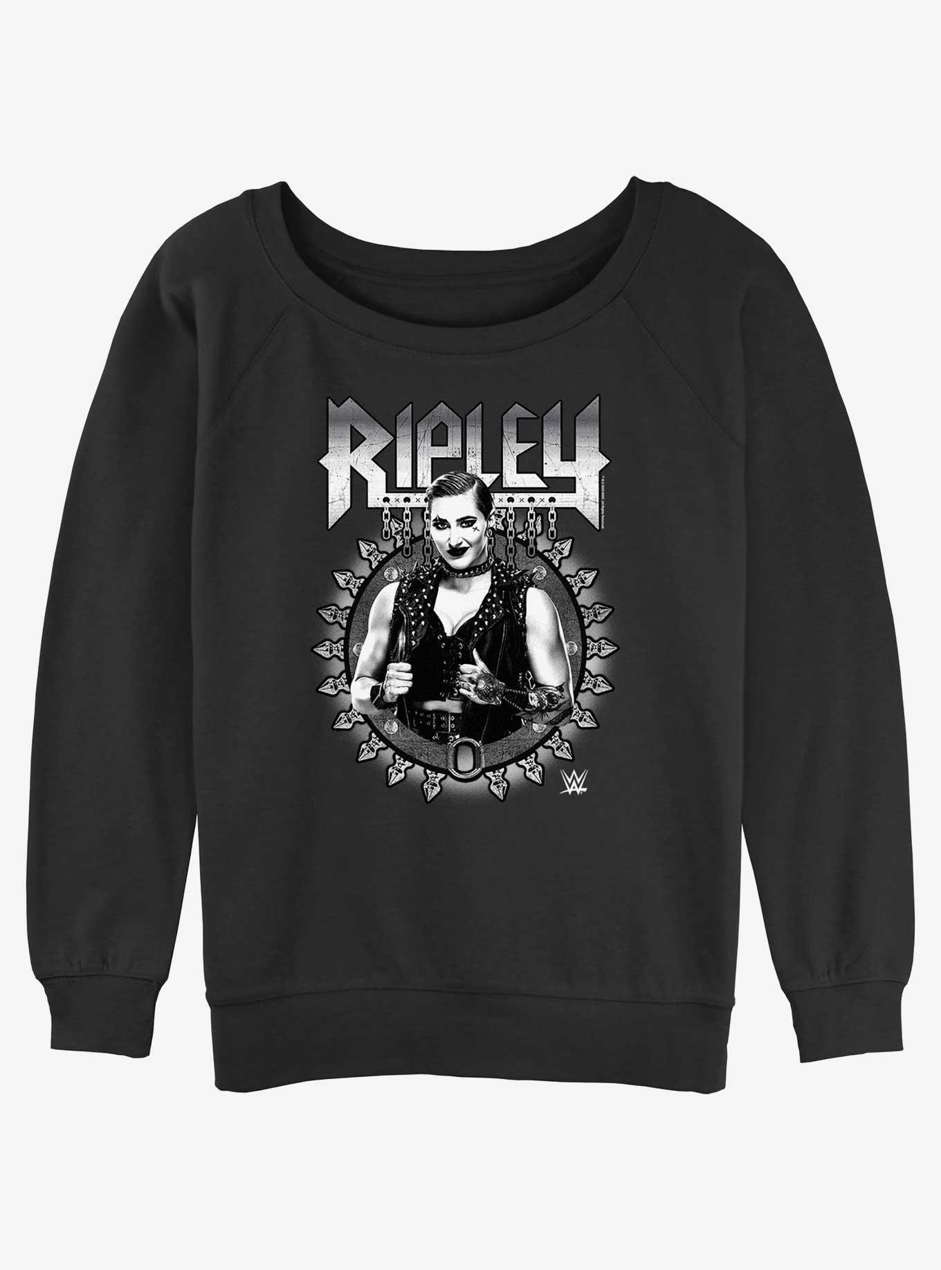 WWE Ripley Metal Portrait Girls Slouchy Sweatshirt, BLACK, hi-res