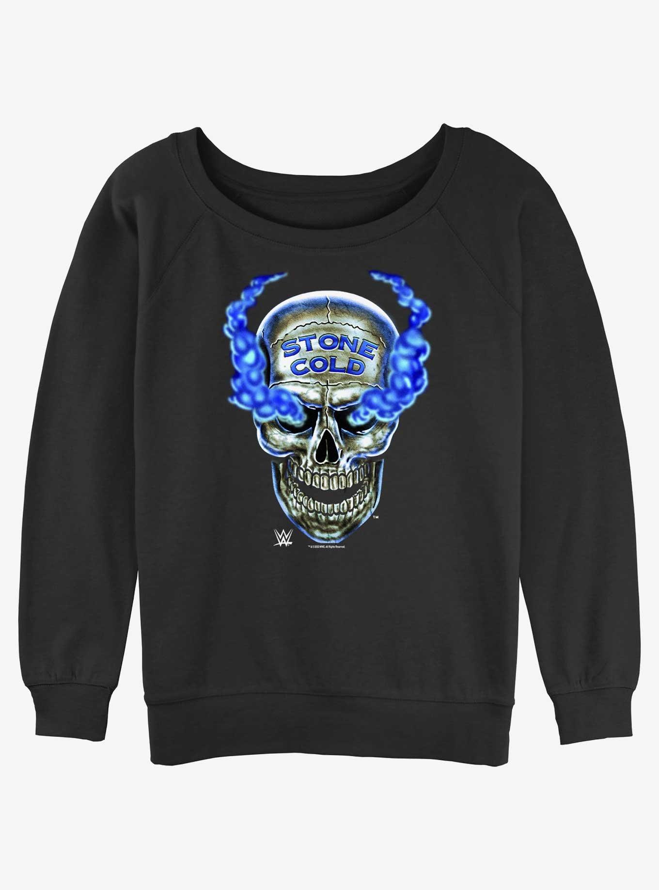 WWE Stone Cold Steve Austin Skull Girls Slouchy Sweatshirt, BLACK, hi-res