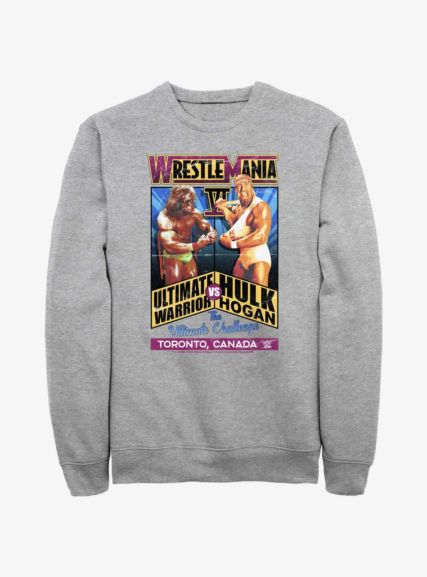 WWE Wrestlemania VI Ultimate Warrior Vs Hulk Hogan Sweatshirt, ATH HTR, hi-res