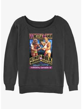 WWE Wrestlemania VI Ultimate Warrior Vs Hulk Hogan Girls Slouchy Sweatshirt, , hi-res