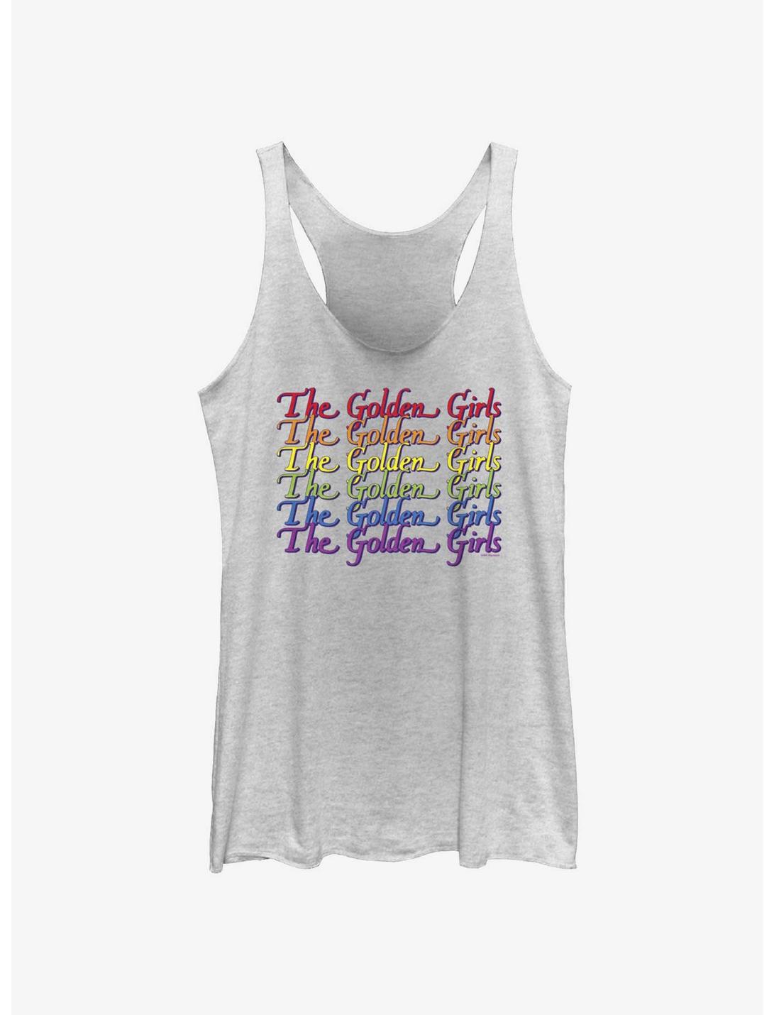 The Golden Girls Rainbow Logo Womens Tank Top, WHITE HTR, hi-res