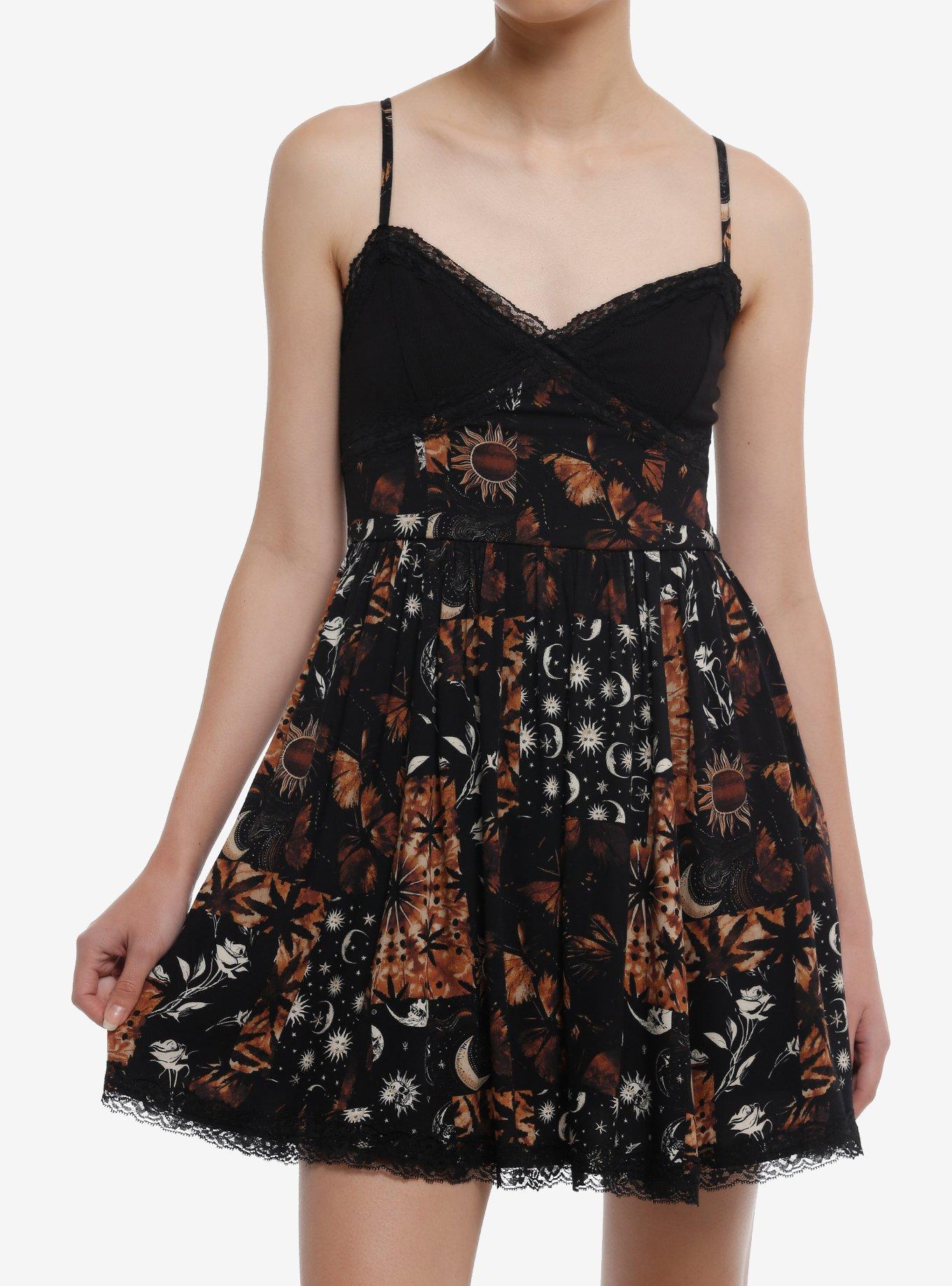 Cosmic Aura Black Lace Cami Twofer Dress