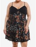 Cosmic Aura® Celestial Patchwork Slip Dress Plus Size, BLACK, hi-res