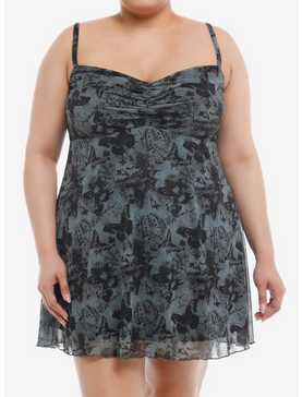Cosmic Aura® Dark Butterfly Floral Mesh Cami Dress Plus Size, , hi-res