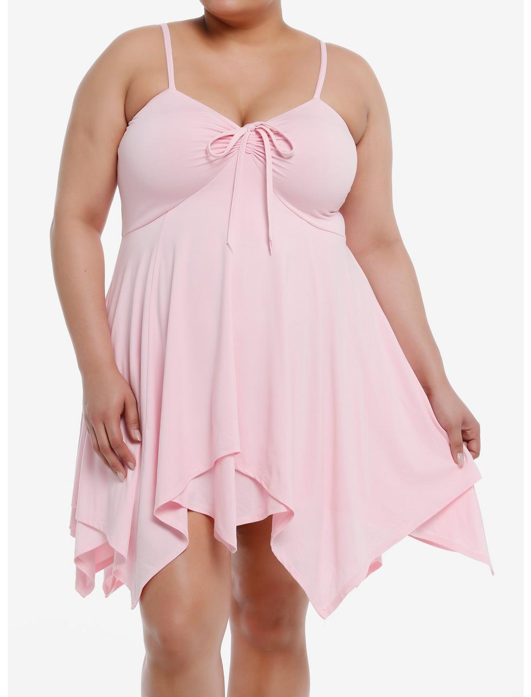 Thorn & Fable® Pink Halter Hanky Hem Dress Plus Size, PINK, hi-res