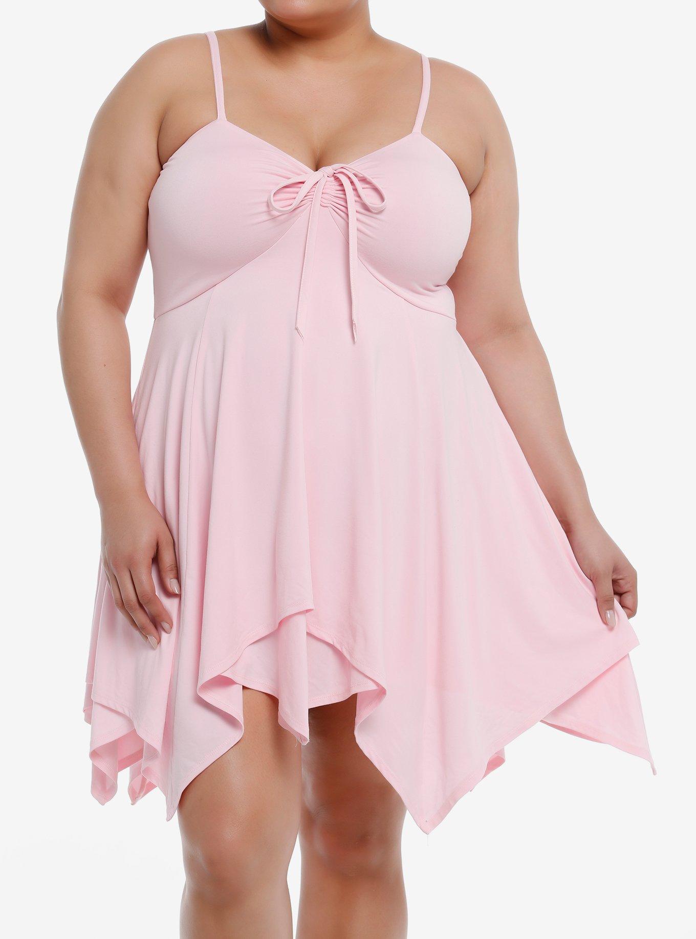 Thorn & Fable® Pink Halter Hanky Hem Dress Plus Size, PINK, hi-res