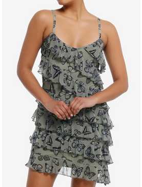 Thorn & Fable® Olive Butterfly Ruffle Cami Dress, , hi-res
