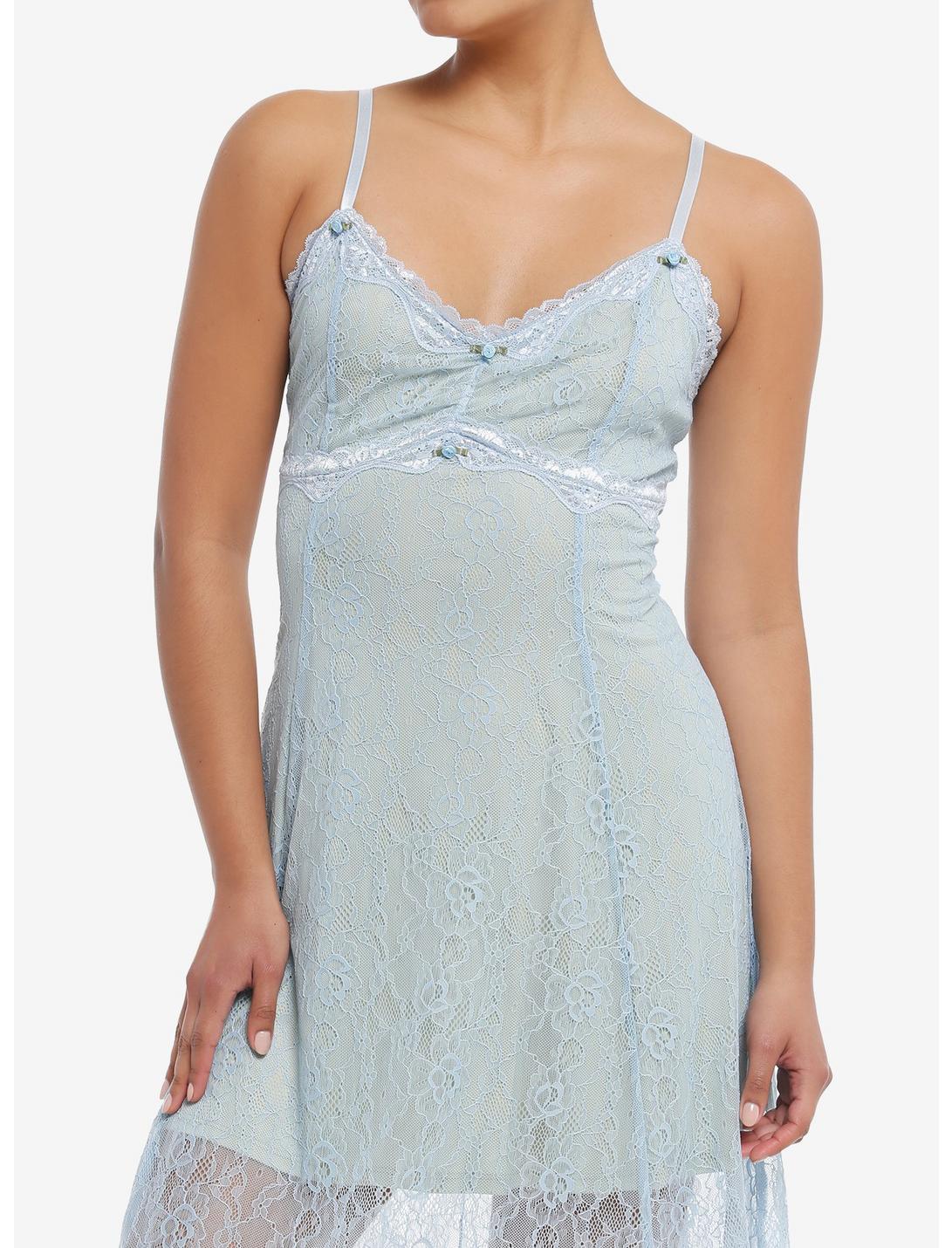 Thorn & Fable® Baby Blue Rosette Lace Cami Dress, GREEN, hi-res