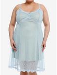 Thorn & Fable® Baby Blue Rosette Lace Cami Dress Plus Size, GREEN, hi-res