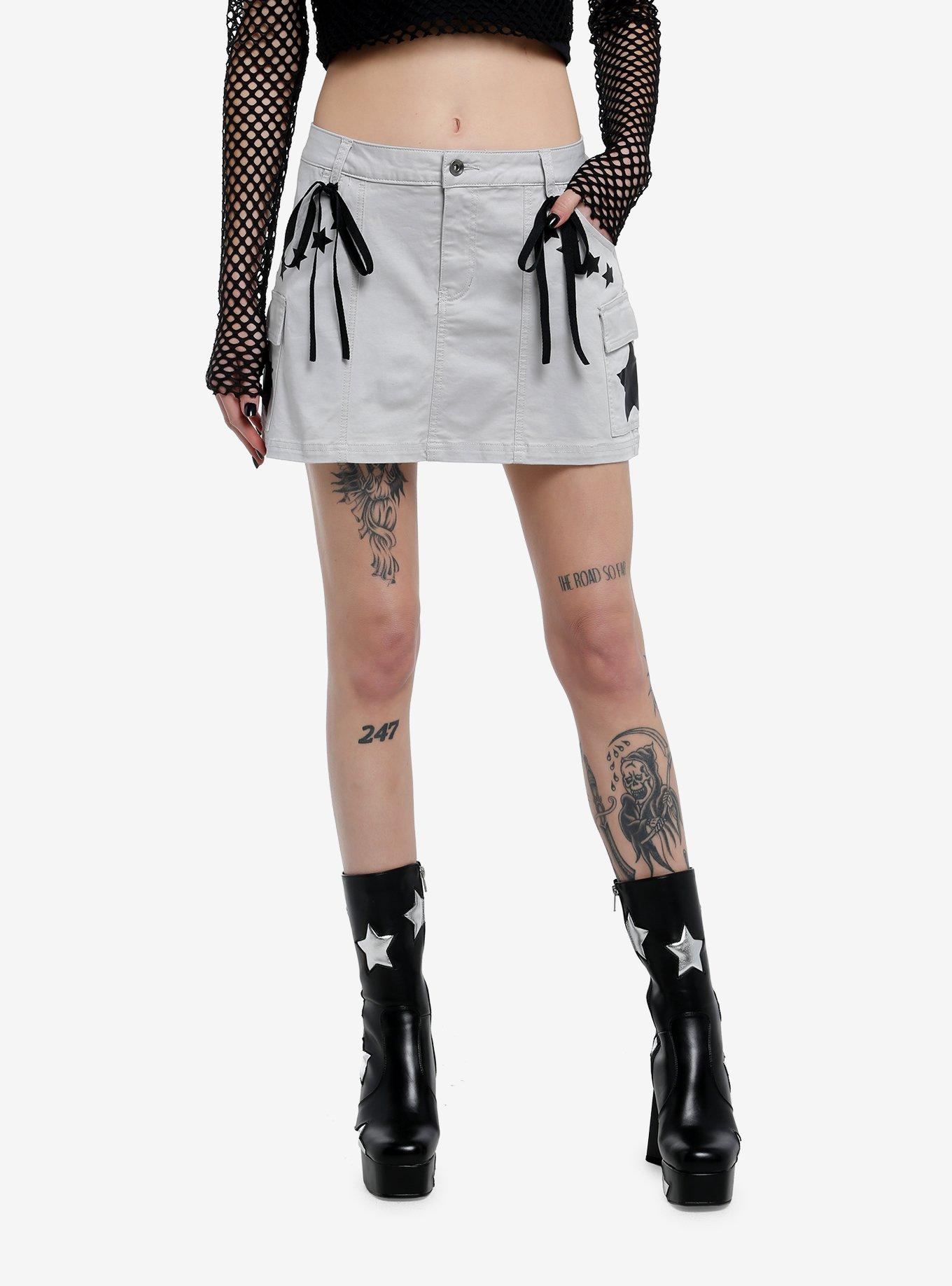 Social Collision Grey & Black Star Skort, , hi-res