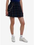 Social Collision® Blue & Orange Plaid Pleated Skirt With Chain, BLUE, hi-res