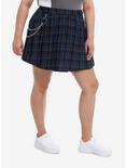 Social Collision® Blue & Orange Plaid Pleated Skirt With Chain Plus Size, BLUE, hi-res