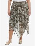 Thorn & Fable Butterfly Sage Tie-Dye Hanky Hem Skirt Plus Size, GREEN, hi-res
