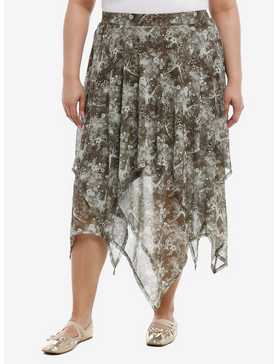 Thorn & Fable® Butterfly Sage Tie-Dye Hanky Hem Skirt Plus Size, , hi-res