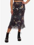 Cosmic Aura® Celestial Skull Asymmetrical Midi Skirt, GOLD, hi-res