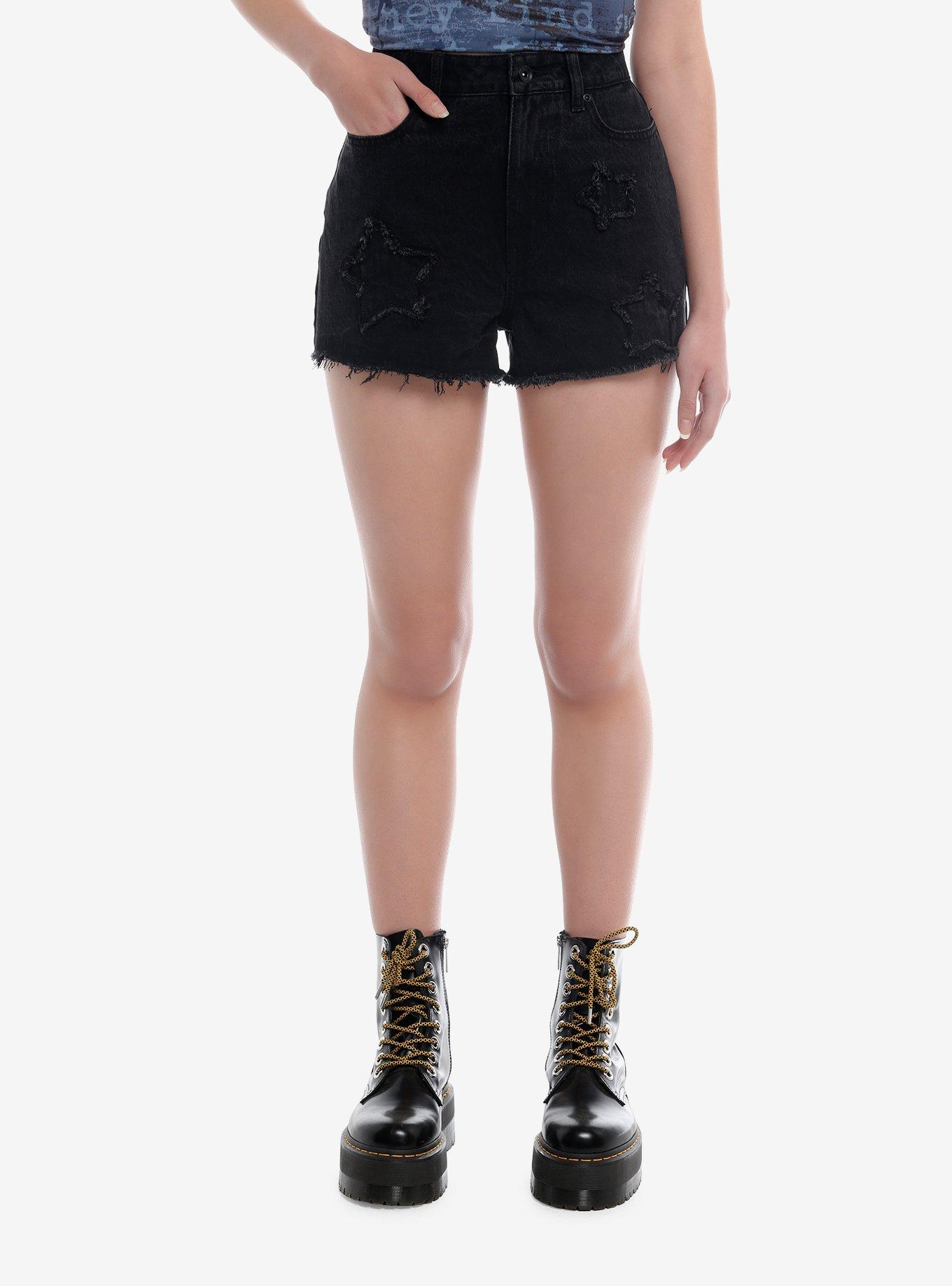 Social Collision® Black Star Patch Girls Denim Shorts