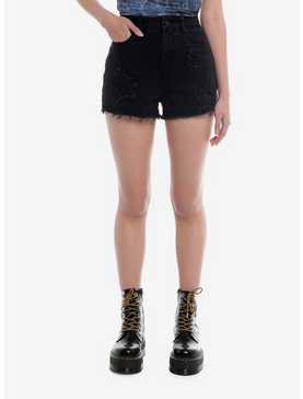 Social Collision® Black Star Patch Girls Denim Shorts, , hi-res