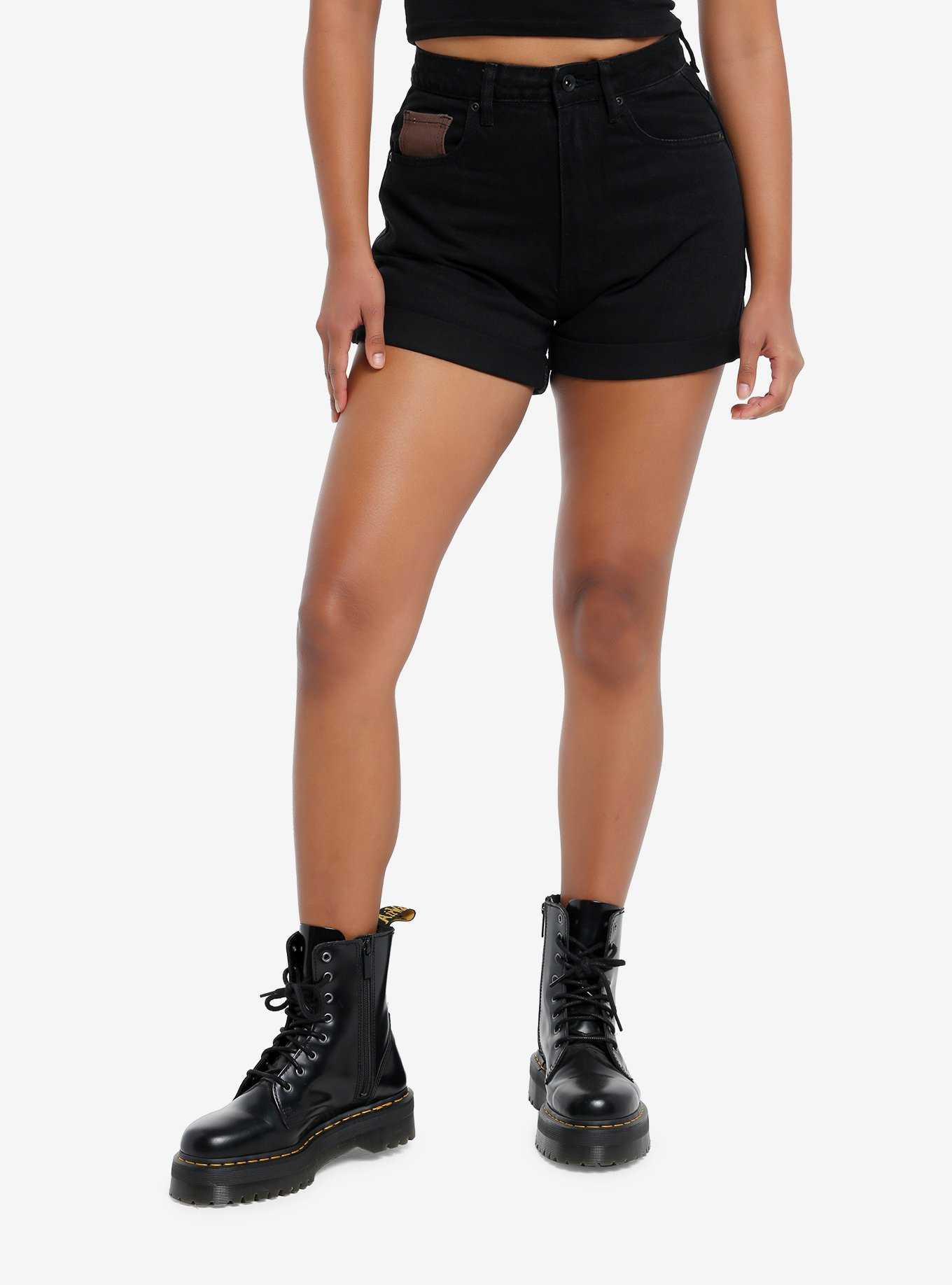 Cosmic Aura® Black & Brown Celestial High-Rise Mom Shorts, , hi-res