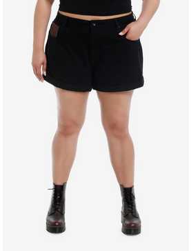 Cosmic Aura® Black & Brown Celestial High-Rise Mom Shorts Plus Size, , hi-res