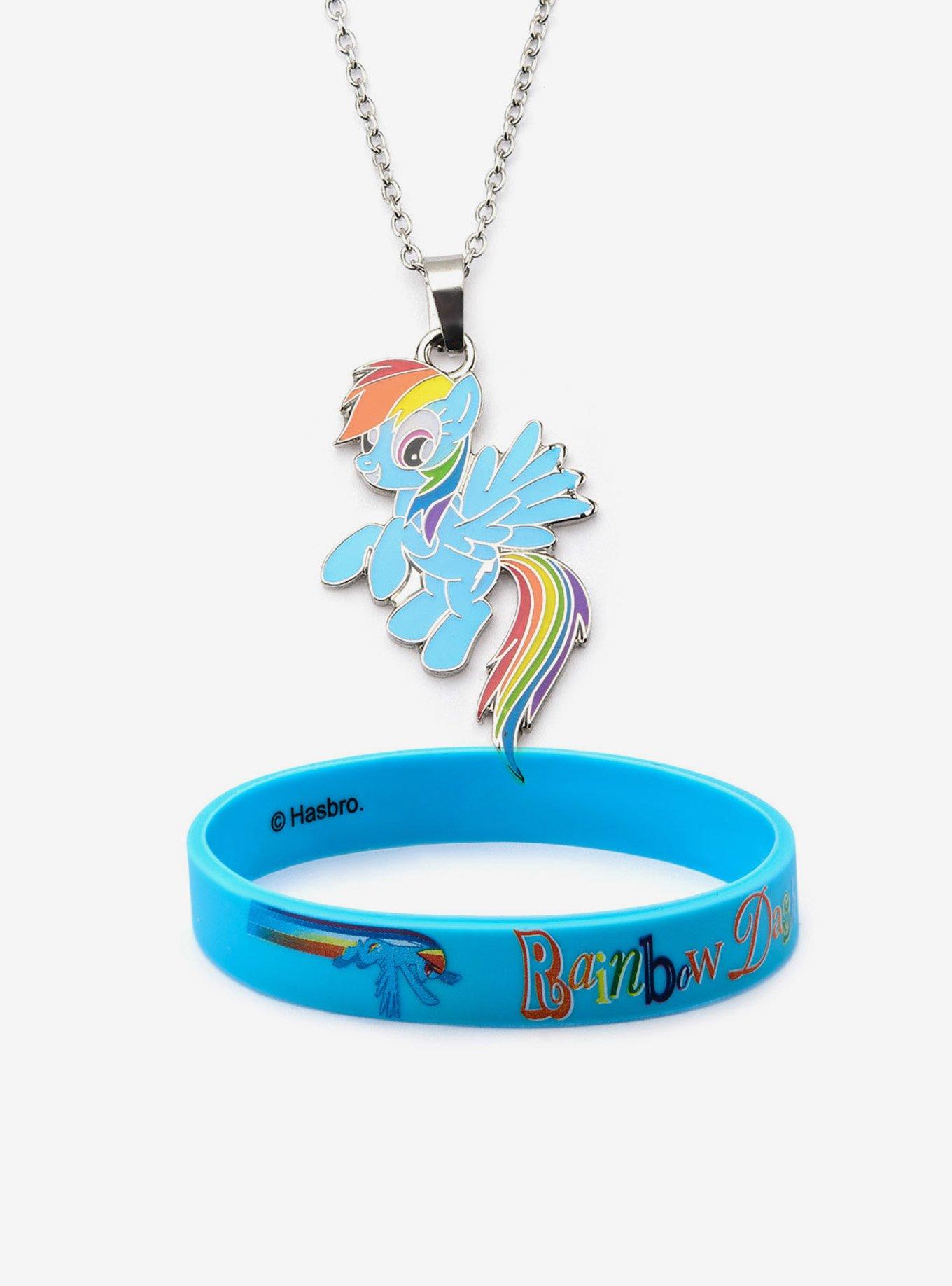 My Little Pony Rainbow Dash Necklace & Silicone Bracelet Set, , hi-res