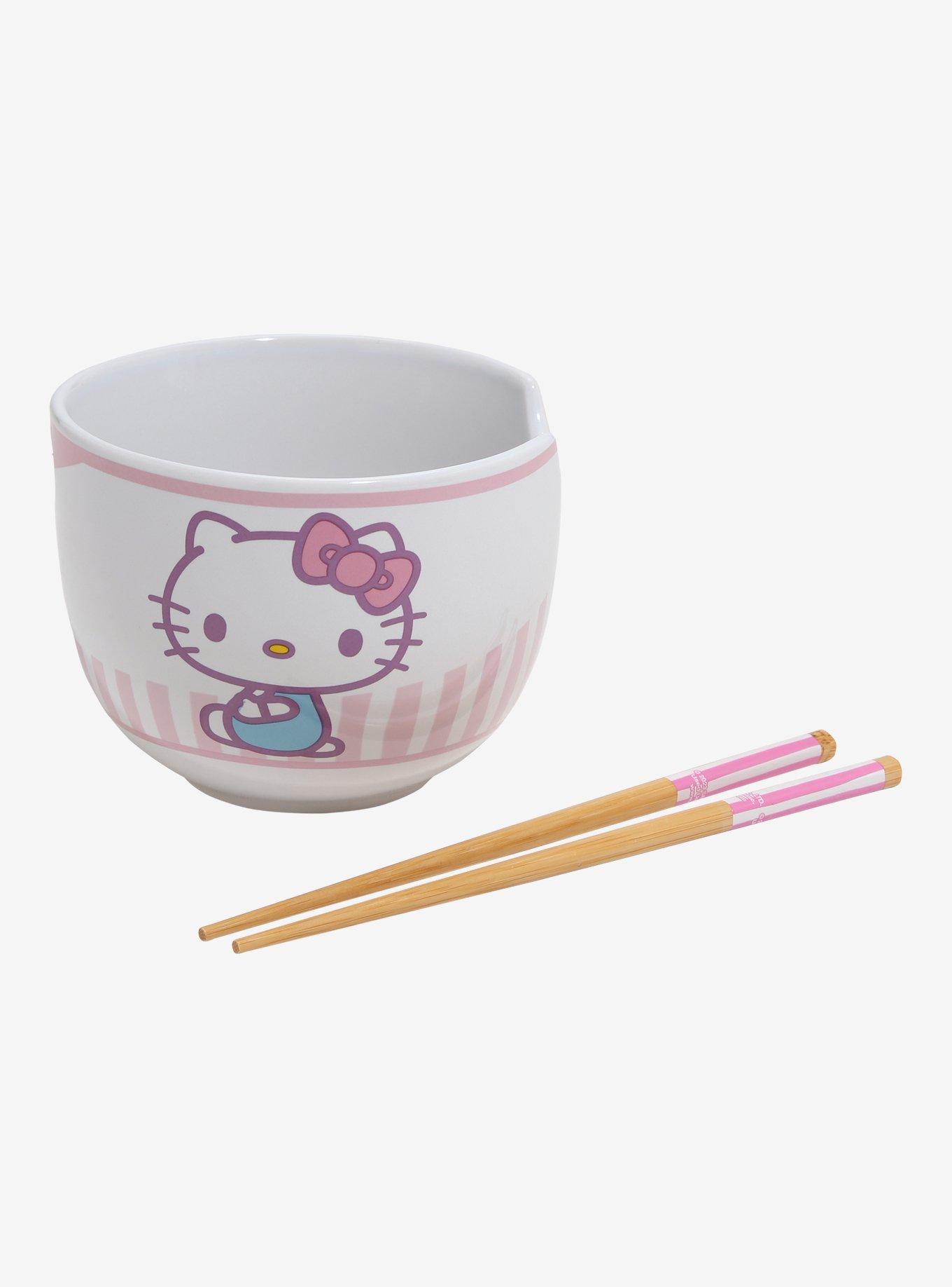 Hello Kitty Striped Ramen Bowl With Chopsticks, , hi-res