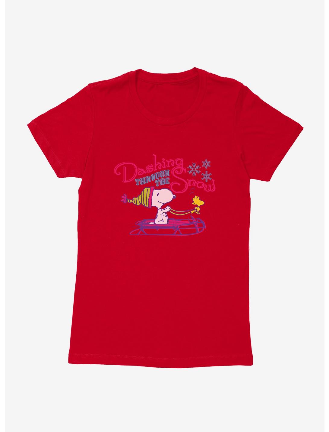 Peanuts Dashing Through The Snow Snoopy Woodstock Womens T-Shirt, , hi-res