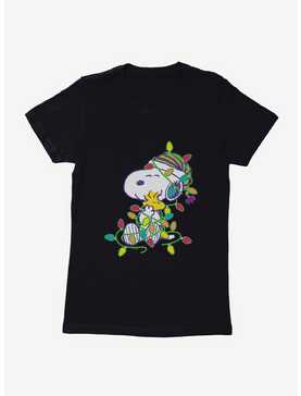Peanuts Snoopy And Woodstock Wrapped In Lights Womens T-Shirt, , hi-res