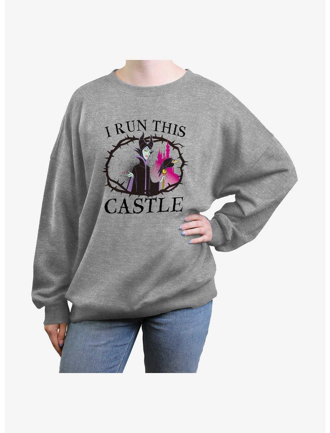 Disney Villains Maleficent I Run This Castle Girls Oversized Sweatshirt, HEATHER GR, hi-res