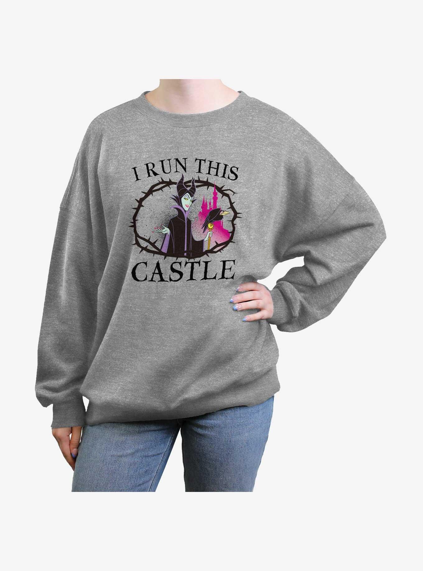 Disney Villains Maleficent I Run This Castle Girls Oversized Sweatshirt, HEATHER GR, hi-res